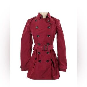 Burberry Brit Double-Breasted Claret Pink Trench Coat